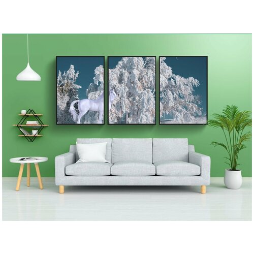 фото Набор модулных постеров для интерьера "зима, фантазия, ice" 60x90 см. в тубусе, без рамки lotsprints