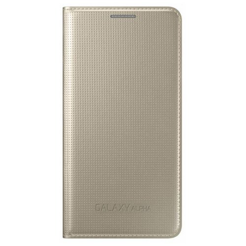 Чехол (флип- кейс) SAMSUNG EF- FG850BFEGRU, для Samsung Galaxy Alpha, золотистый