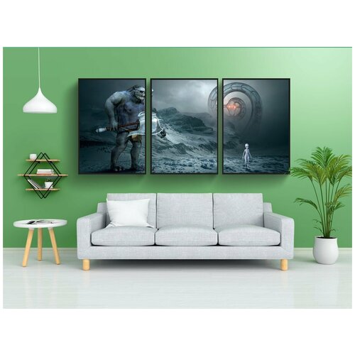 фото Набор модулных постеров для интерьера "фантазия, зима, орк" 60x90 см. в тубусе, без рамки lotsprints