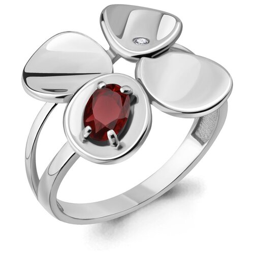 фото Серебряное кольцо aquamarine а6918403а с фианитом и гранатом diamant-online