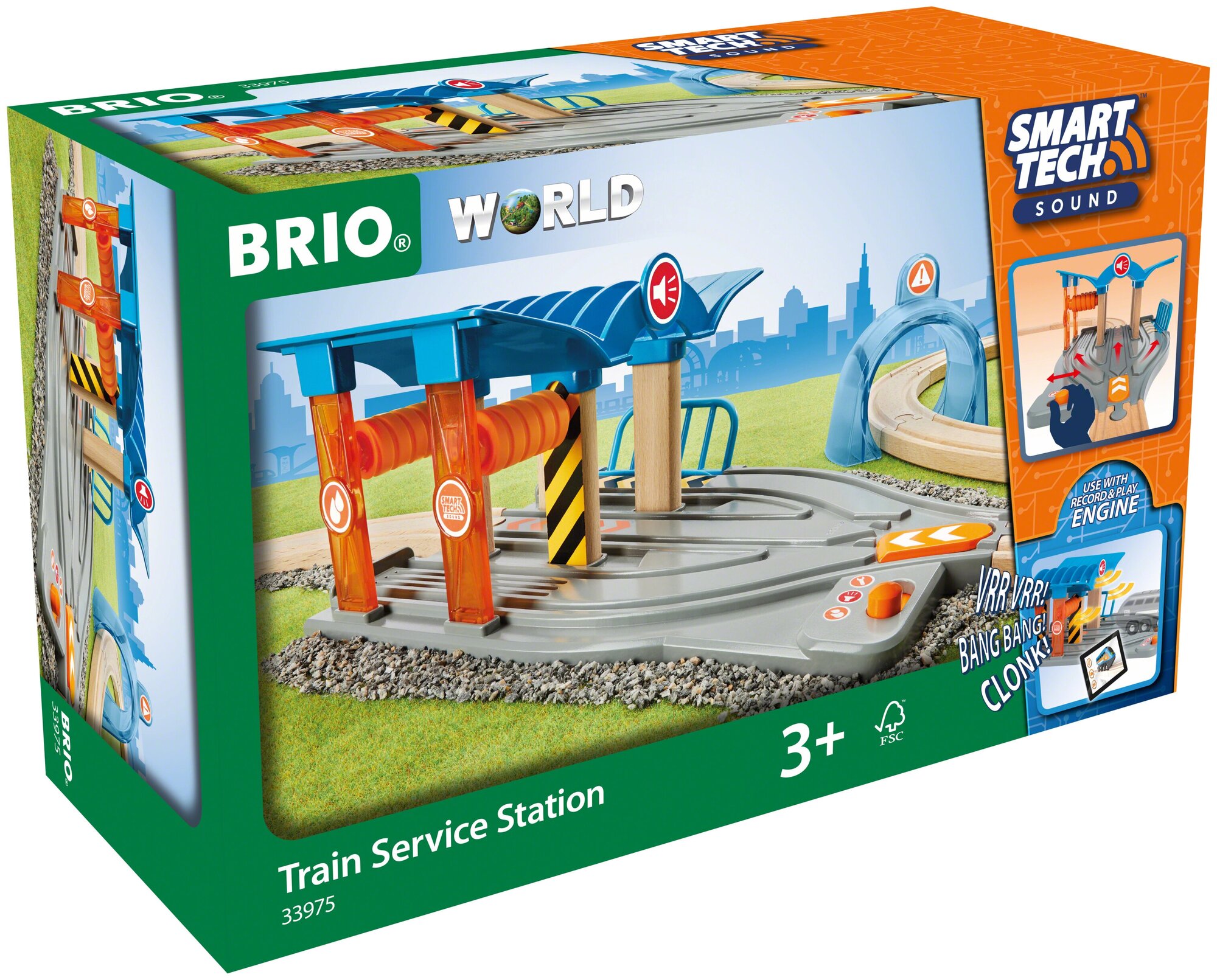 Brio Smart Tech Sound станция для ремонта поездов с тоннелем,звук, свет, 32х13х20 см