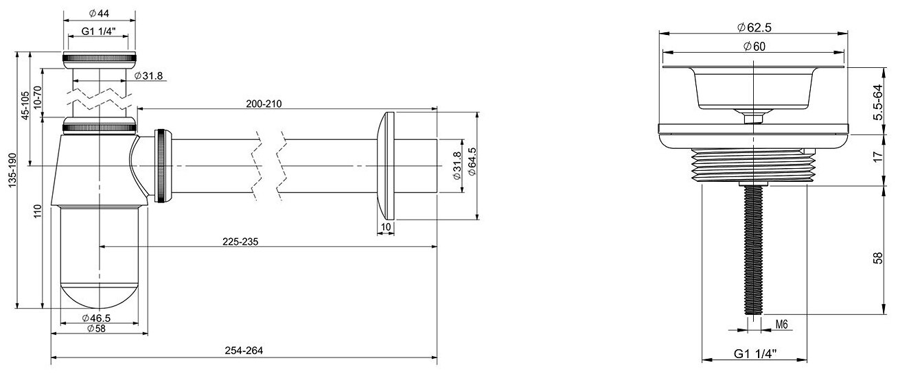 Промо-набор 2 в 1 Wellsee Drainage System 182103005, сифон, выпуск для раковины, цвет хром - фотография № 6