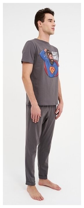 Пижама Kaftan, футболка, брюки, карманы, размер 52, серый - фотография № 3