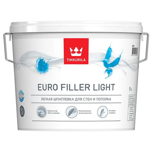 Шпатлевка Tikkurila Euro Filler Light, белый, 9 кг