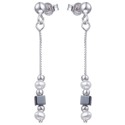 Серьги Madde, серебро, 925 проба, гематит