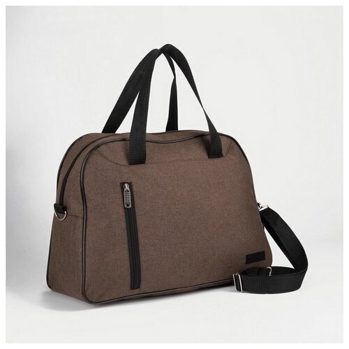 фото Сумка спортивная, отдел на молнии, наружный карман, длинный ремень, цвет коричневый tl