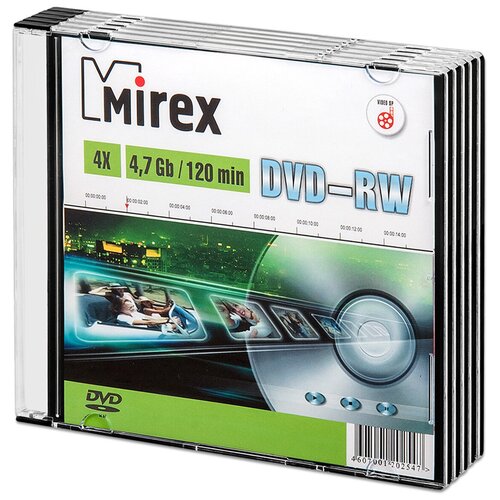 Диск Mirex DVD-RW 4,7Gb 4x, slim box, упаковка 5 шт.