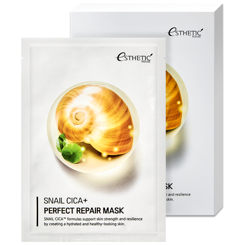 Esthetic House Тканевая маска для лица с улиточным муцином Snail Cica + Perfect Repair Mask, 25 мл