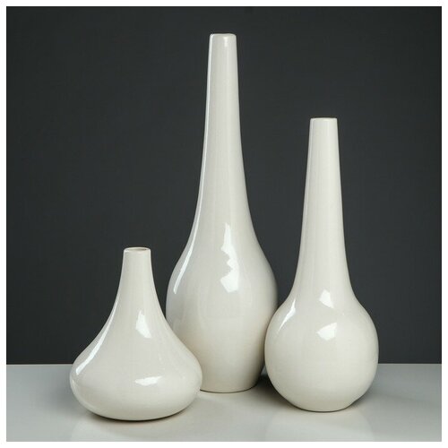 фото Набор ваз "мирта", цвет белый, 48.5/38.5/ 21.5 см, керамика нет бренда