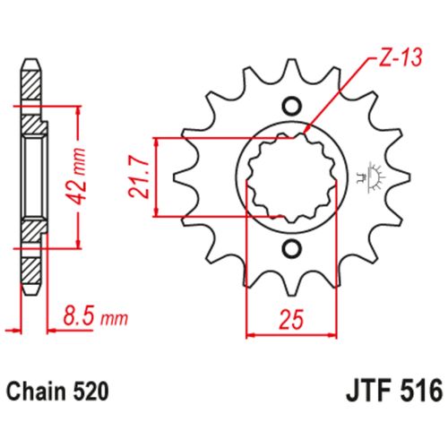 Запчасти JT Звезда ведущая , JT 516.14