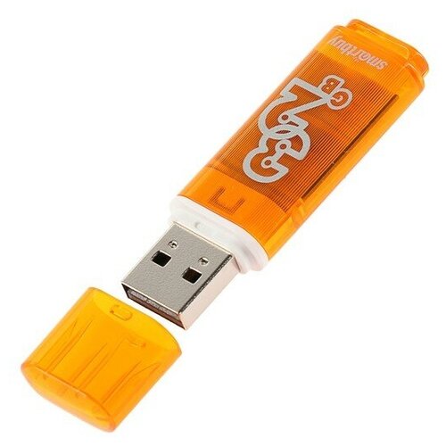 Флешка Smartbuy Glossy series Orange, 32 Гб, USB2.0, чт до 25 Мб/с, зап до 15 Мб/с, оранжевая