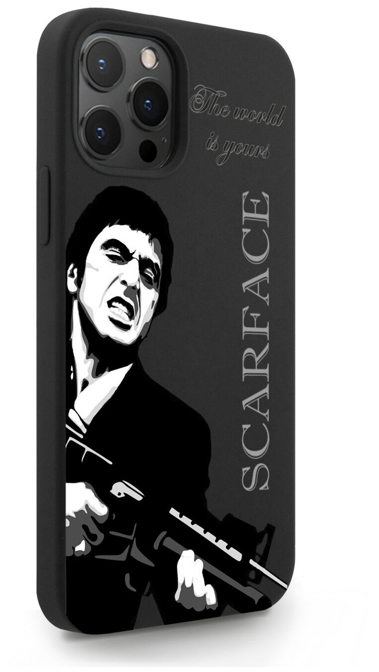 Черный силиконовый чехол MustHaveCase для iPhone 12 Pro Max Scarface Tony Montana/ Лицо со шрамом для Айфон 12 Про Макс Противоударный