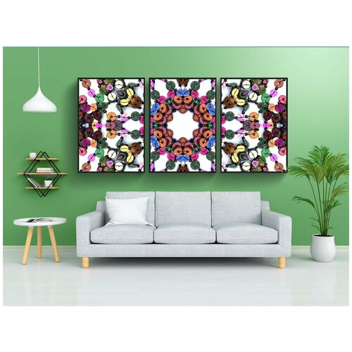 фото Набор модулных постеров для интерьера "кнопки, ремесла, деревянные бусины" 60x90 см. в тубусе, без рамки lotsprints