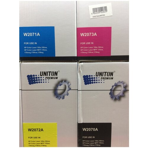 Комплект картриджей Uniton Premium 117A с чипом! W2070A/ W2071A/ W2072A/ W2073A - 4 шт. картридж для hp color lj 150 mfp178 mfp179 w2071a 117a син 0 7к uniton premium