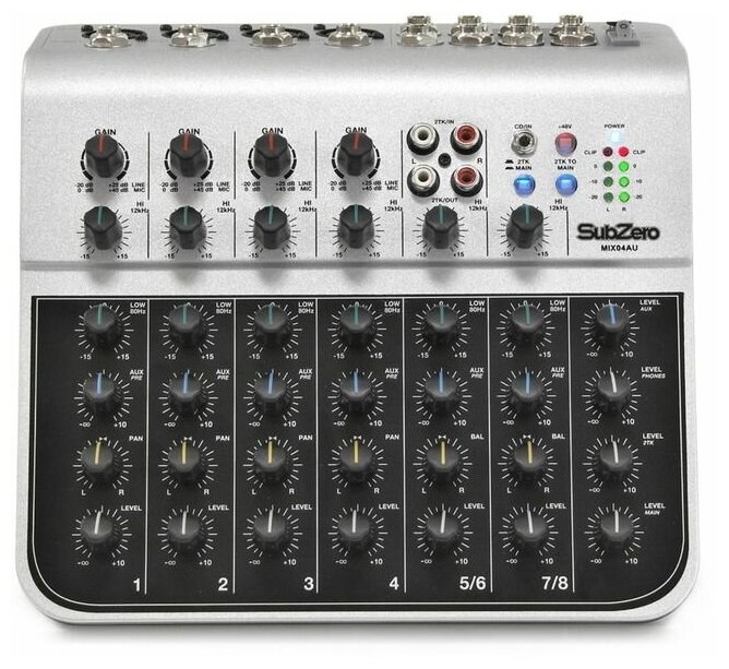 MIX04AU Мини-микшерный пульт, 8 каналов, USB, Soundking