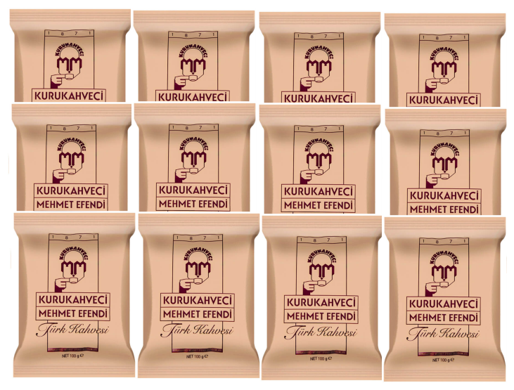 Турецкий кофе, набор из 12-ти пакетов по 100гр.,Kurukahveci Mehmet Efendi - фотография № 1
