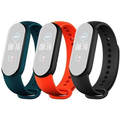 Набор ремешков Xiaomi Mi Smart Band 5 (комплект из 3 шт. тёмно-бирюзовый оранжевый и чёрный