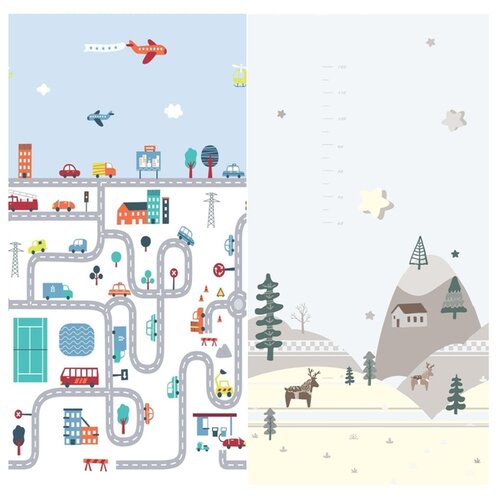 Детский складной коврик развивающий игровой двусторонний Термоковрик для ползания новорожденных малышей на пол MIKMEL 200x150x1см