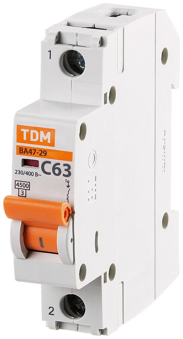 Автоматический выключатель TDM ВА47-29 1Р 63 А С 4,5 кА