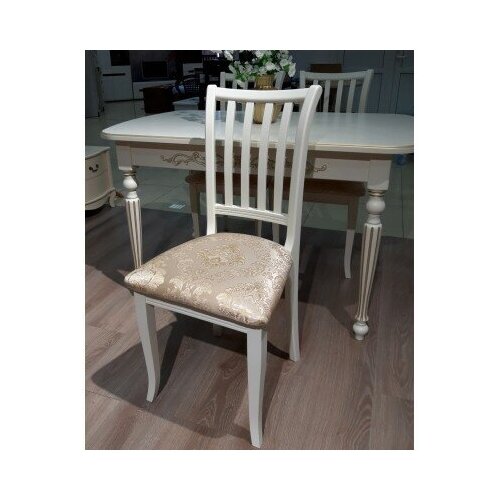 фото Evita стул валерия-2 деревянный белый ткань вивальди нуга/ 2 штуки/стул для кухни/кухонный стул/стул для гостиной/стул из бука/стул из массива/стул белый