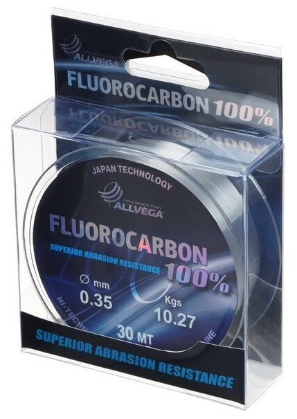 Леска флюрокарбон 100% ALLVEGA 30м d-0.14мм нагрузка 2.5кг