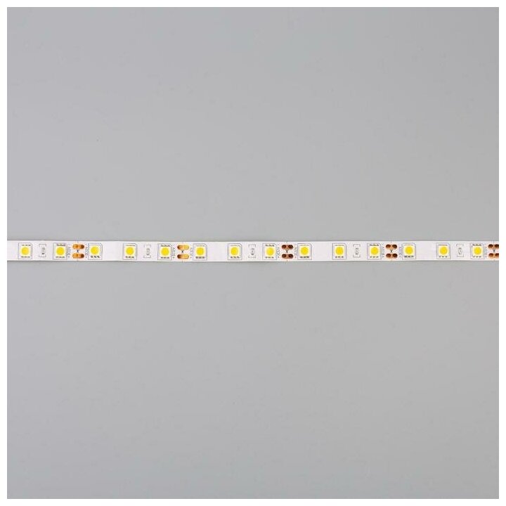 Лента (LED) 14,4Вт/м, SMD5050, DC12В, 60LED/м, тепло-бел. 3500K, IP20, 5м х 10мм - фотография № 5