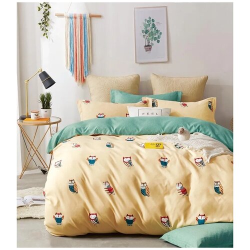 фото Детский комплект постельного белья boris bd010 сова, сатин, 1,5-спальный, наволочка 50х70