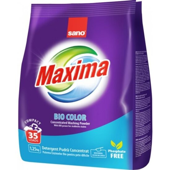 Стиральный порошок Sano Maxima Bio Color для цветного белья, концентрированный, 1.25 кг