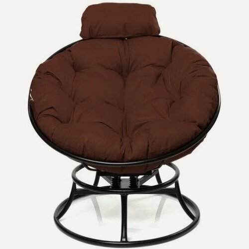 Изображение товара Садовое кресло M-group м-групп папасан пружинка мини без ротанга чёрное, коричневая подушка