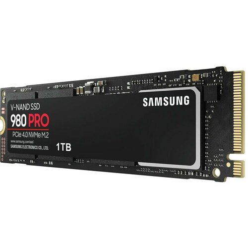 SSD накопитель Samsung 980 PRO MZ-V8P1T0B/AM 1ТБ, M.2 2280, PCIe 4.0 x4, NVMe, M.2 ssd жесткий диск m 2 2280 500gb 980 pro mz v8p500bw samsung