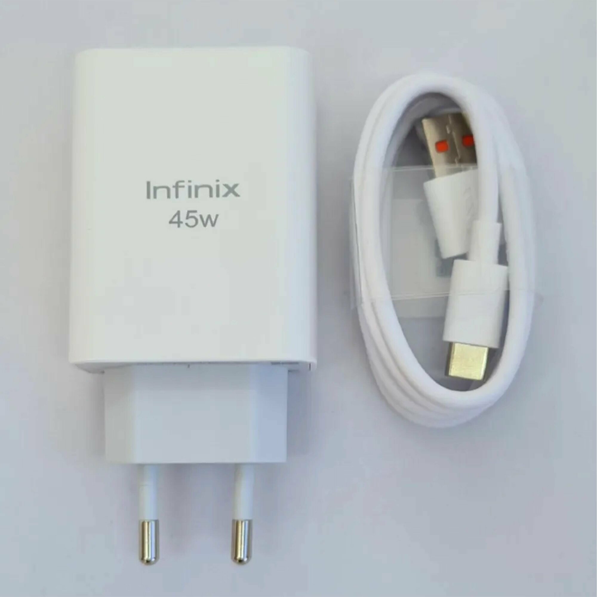 Зарядное устройство U450XEA с кабелем 6A совместим с Infinix 45W с USB входом, (цвет: White)