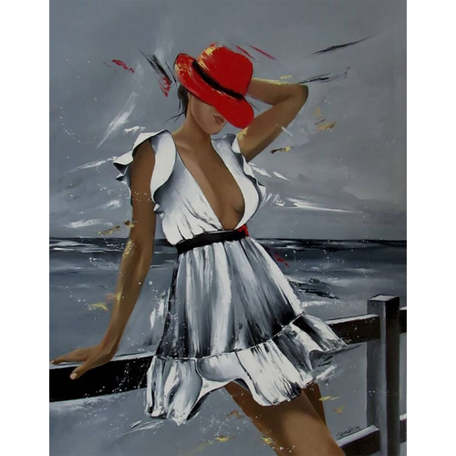 картина по номерам дама в красной шляпе 40x50 см Картина по номерам Дама в красной шляпе 40х50 см Art Hobby Home