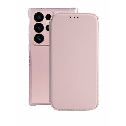 фото Чехол книжка на samsung galaxy s24 ultra с противоударным бампером с усиленными углами на самсунг галакси с24 ультра розовый demour