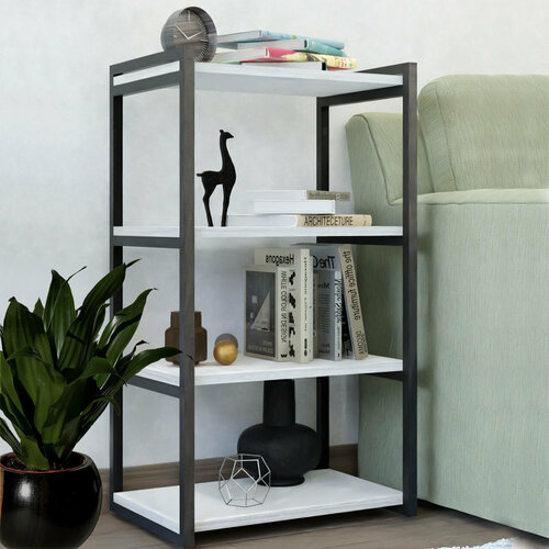 Стеллаж лофт 60*90*30 белый, полка навесная на металлокаркасе