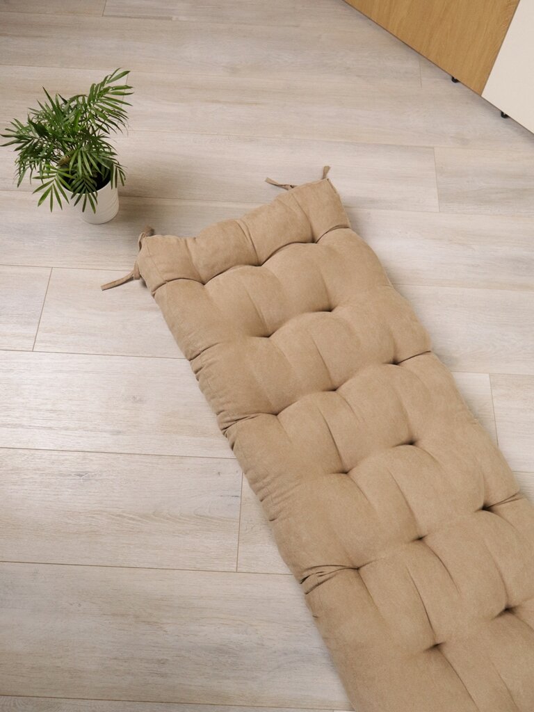 Подушка для скамьи БельВита 148x42x8 тафтинг искусственная замша темно-бежевый