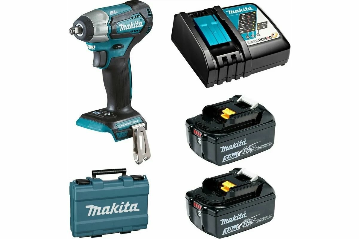MAKITA DTW180RFE Гайковерт аккумуляторный ударный (18В,2x3Ач,Li-ion,б\щет,0-3600у\м,180Нм,квадрат 3\8",1.2кг,чем,под - фото №1