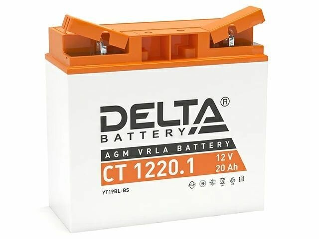 Аккумулятор мото DELTA AGM CT 1220.1 20Ah 260A обратная полярность (180х75х165) мотоцикла