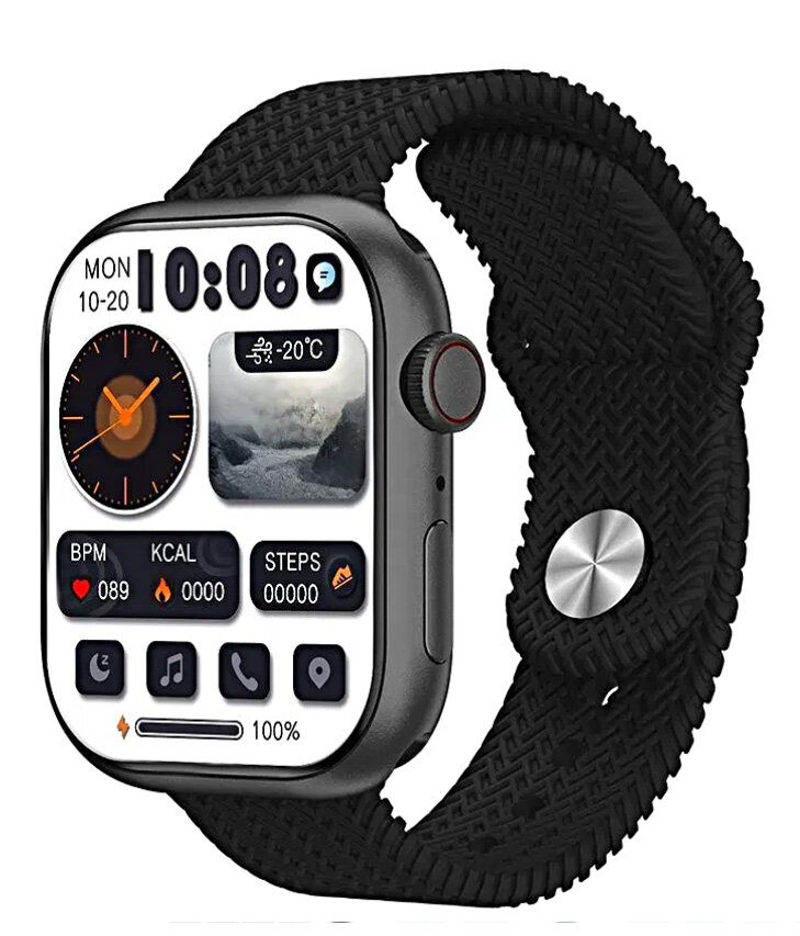 Смарт часы HK9 PRO PLUS AMOLED, iOS, Android, 2 ремешка, Bluetooth звонки, уведомления, 45mm, черный