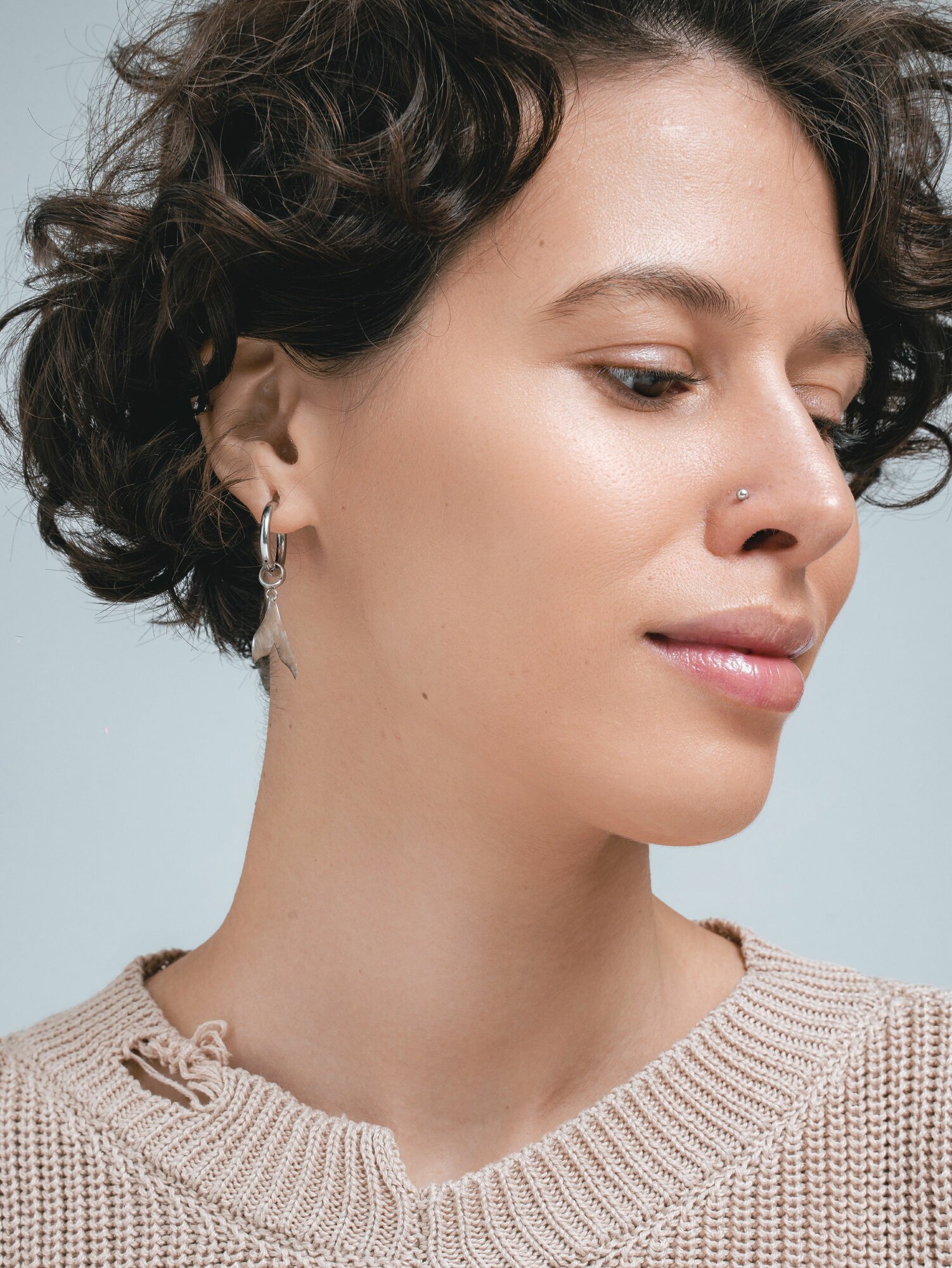 Серьги ДУША_BRAND, перламутр, серебристый — фото 1