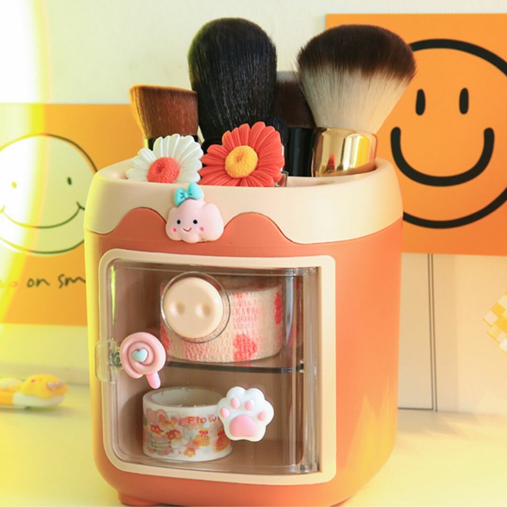 Органайзер настольный для канцелярских принадлежностей "Bear cuteness", red + стикеры