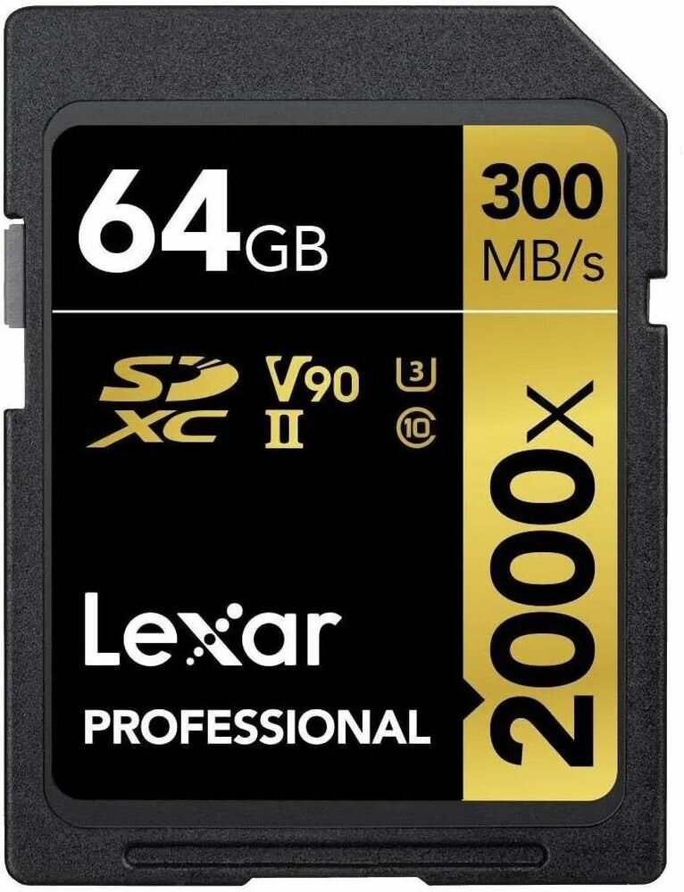 Карта памяти Lexar 2000X Sdxc Uhs-Ii Gold (R300 W260) 64Gb