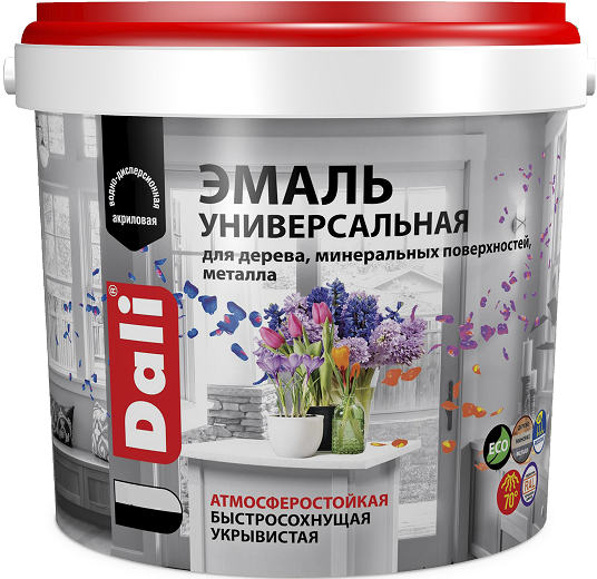 Эмаль Универсальная Dali 0.9кг Белый без Запаха Акриловая / Дали.