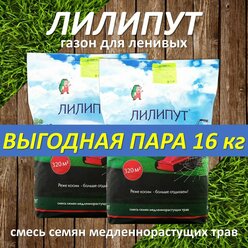 Газонная трава 2 шт. семена лилипут 8 кг на 320 м2 многолетний низкорослый газон