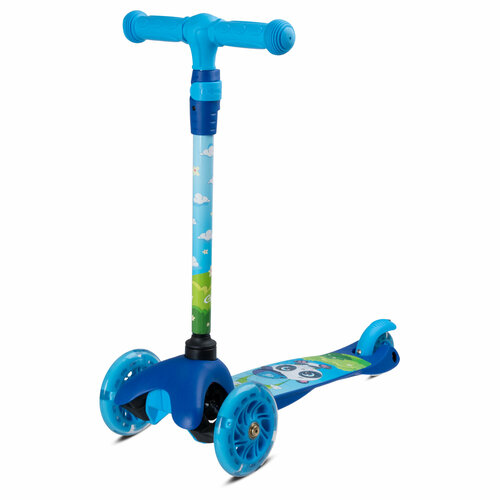 Самокат-кикборд CITY-RIDE CR-S4-05PBB телескопический руль металл, колеса PU 120/76 со светодиодами,