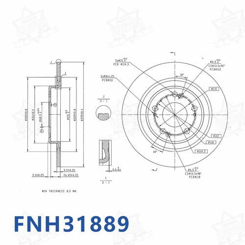 Диск тормозной HAVAL Jolion, задний, 2WD, Frontech, FNH31889