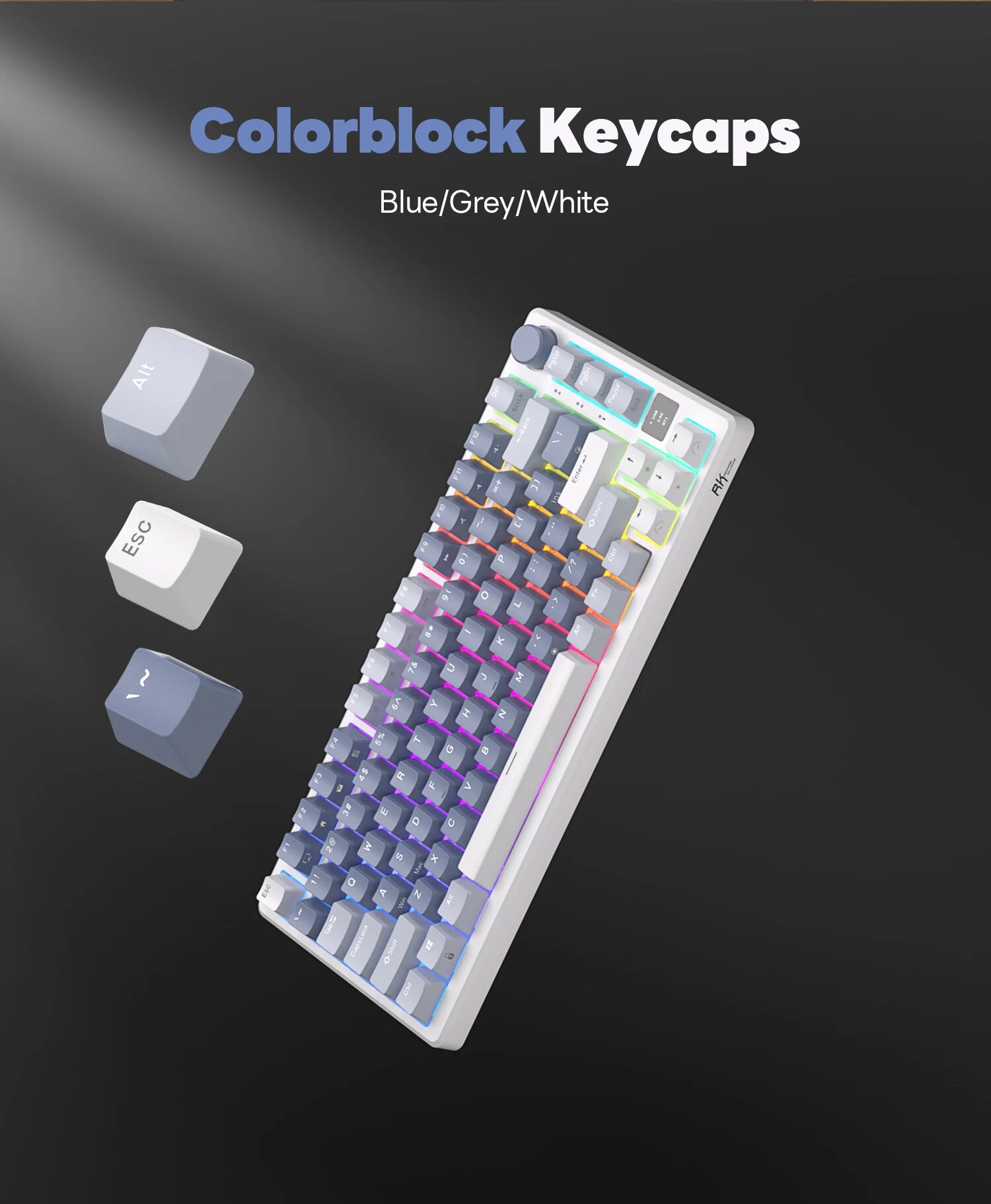 Клавиатура Royal Kludge RK-M75 Taro milk (USB/2.4 GHz/Bluetоoth, RGB, Hot Swap, Brown switch) — фото 1