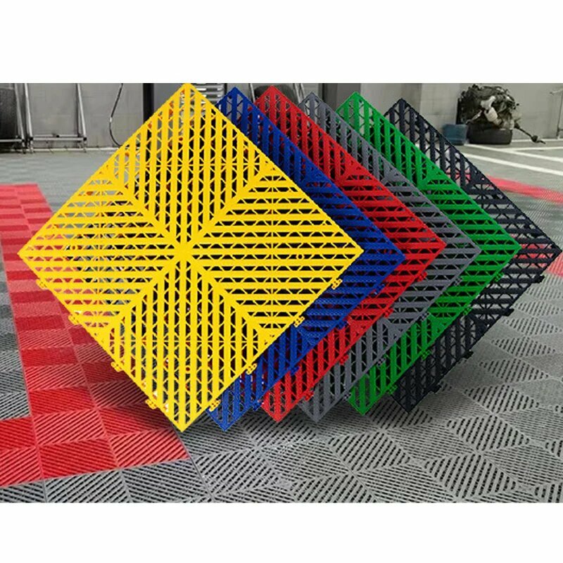 Автомойка усиленная противоскользящая блокирующая плитка для пола в гараже съемная пластиковая решетка коврики для мойки автомобиля Light Grey