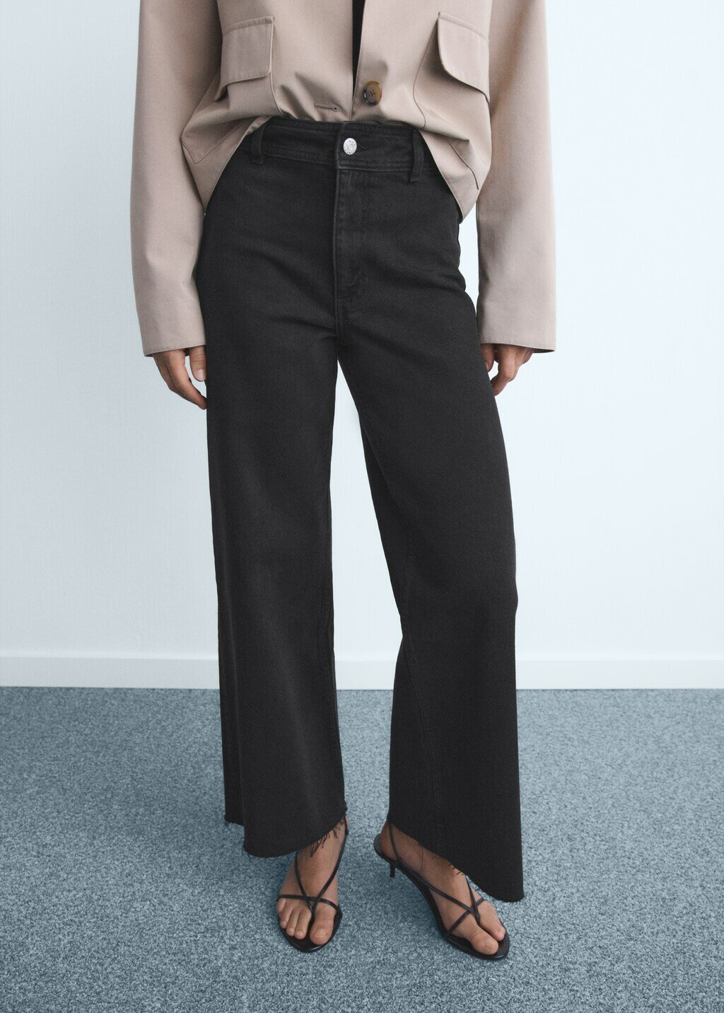 Джинсы кюлоты MANGO CATHERIN, размер 32 EU, серый