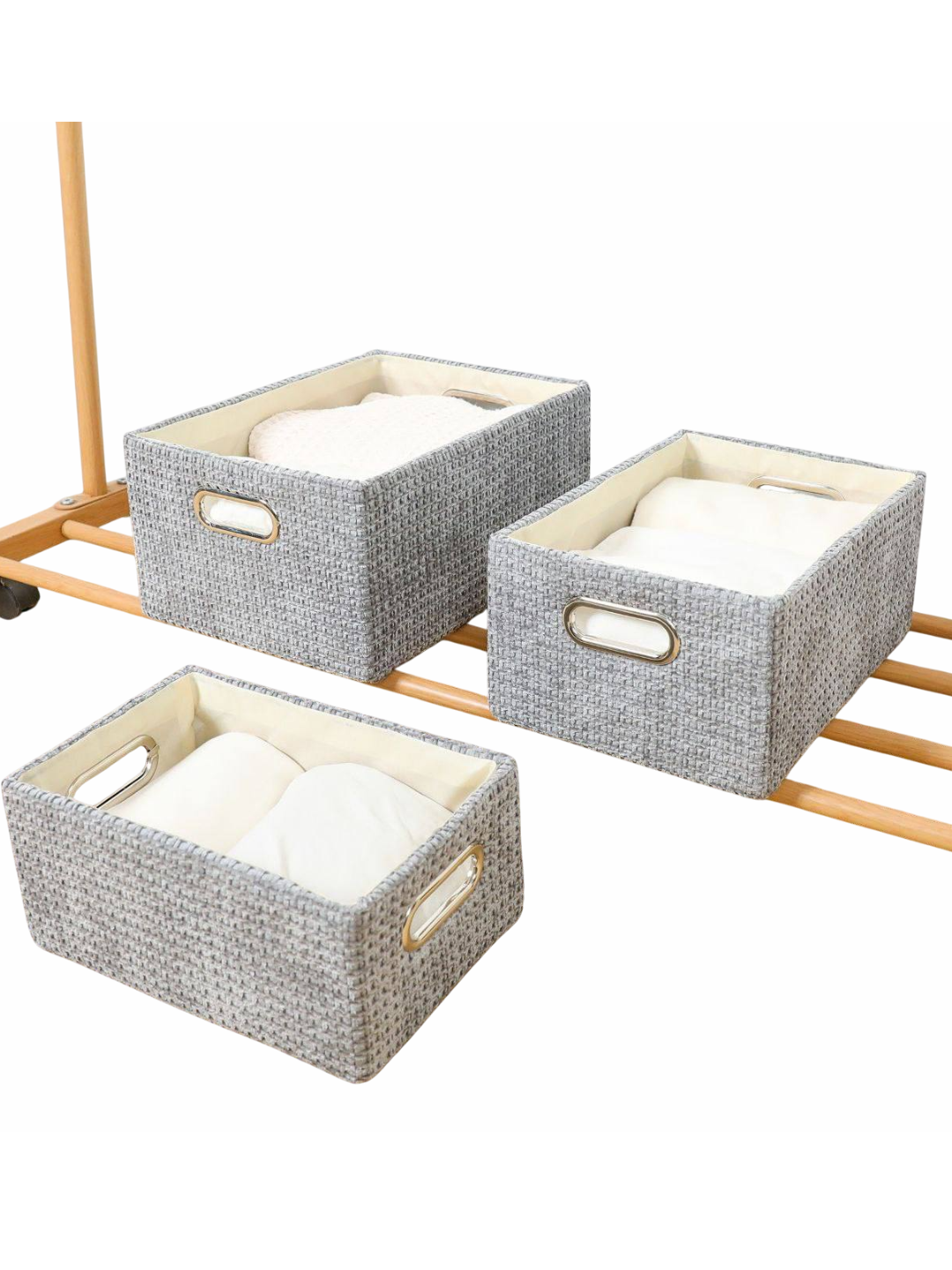 Набор из трёх мягких замшевых органайзеров для хранения – удобное решение в белом и сером цветах