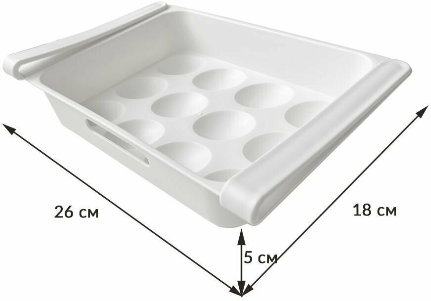 Контейнер для хранения яиц, фруктов, зелени, 26х18х5см, белый - фотография № 10